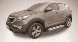 10 699 р. Алюминиевые пороги Slitkoff Luxe Silver  KIA Sportage  3 SL (2010-2016) дорестайлинг, рестайлинг  с доставкой в г. Майкоп. Увеличить фотографию 2
