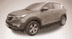 13 349 р. Алюминиевые пороги Slitkoff Optima Black  KIA Sportage  3 SL (2010-2016) дорестайлинг, рестайлинг  с доставкой в г. Майкоп. Увеличить фотографию 2