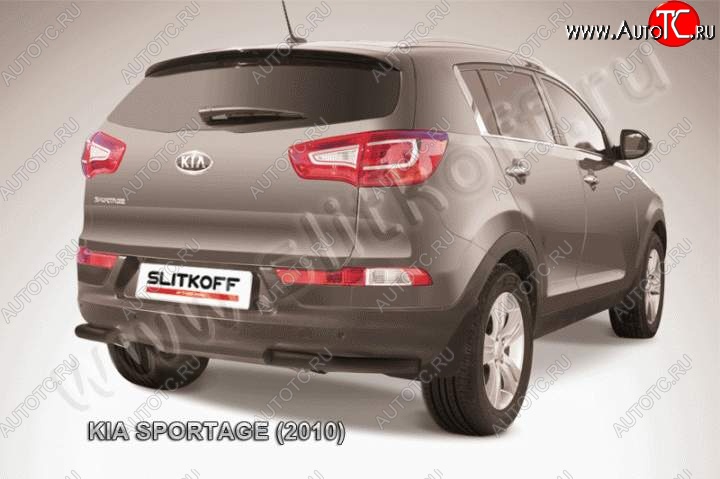 6 949 р. Защита заднего бампера из уголков d57 Slitkoff  KIA Sportage  3 SL (2010-2016) дорестайлинг, рестайлинг (Цвет: серебристый)  с доставкой в г. Майкоп