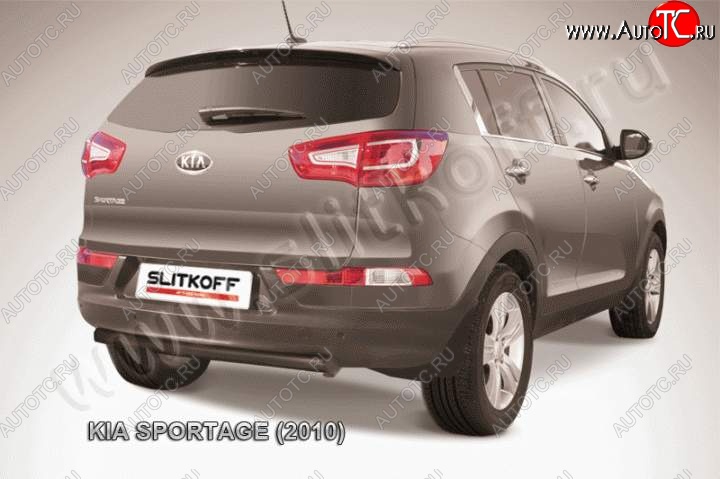 7 999 р. Защита заднего бампера из трубы d57 Slitkoff (короткая)  KIA Sportage  3 SL (2010-2016) дорестайлинг, рестайлинг (Цвет: серебристый)  с доставкой в г. Майкоп