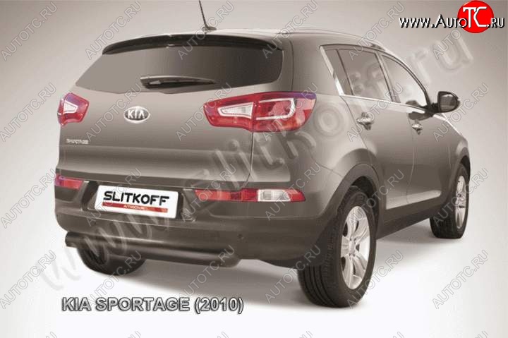 9 099 р. Защита заднего бампера из трубы d76 наf Slitkof (короткая)  KIA Sportage  3 SL (2010-2016) дорестайлинг, рестайлинг (Цвет: серебристый)  с доставкой в г. Майкоп