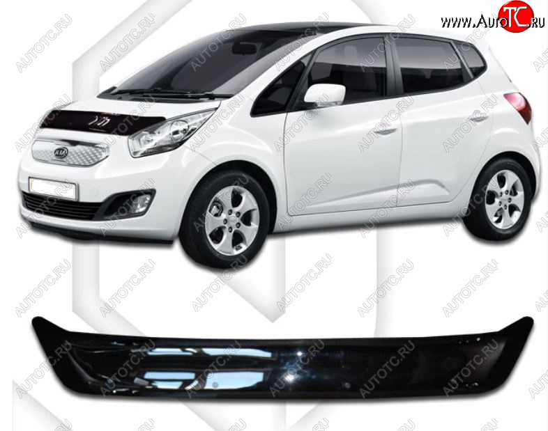 1 839 р. Дефлектор капота CA-Plastiс KIA Venga дорестайлинг (2009-2015) (Classic черный, Без надписи)  с доставкой в г. Майкоп