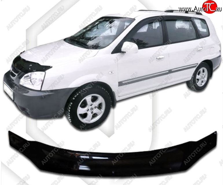 2 159 р. Дефлектор капота CA-Plastic  KIA X-Trek (2003-2005) (Classic черный, Без надписи)  с доставкой в г. Майкоп