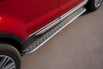 22 999 р. Широкая защита порогов с трубой диаметром 42 мм SLITKOFF v2  Land Rover Range Rover Evoque  1 L538 (2011-2015) дорестайлинг 5 дв.  с доставкой в г. Майкоп. Увеличить фотографию 3