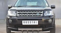 18 649 р. Защита переднего бампера (2 трубыØ63 и 42 мм, нержавейка) SLITKOFF  Land Rover Freelander  L359 (2006-2010) дорестайлинг  с доставкой в г. Майкоп. Увеличить фотографию 2