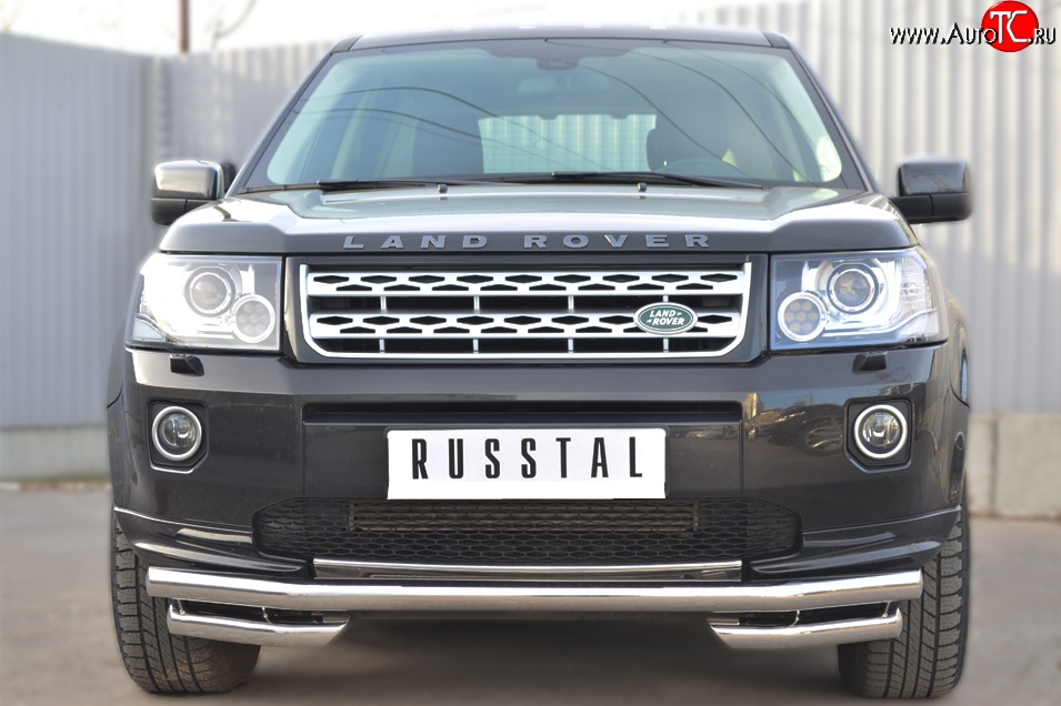 18 999 р. Защита переднего бампера (Ø63 мм с углами, нержавейка) SLITKOFF Land Rover Freelander L359 дорестайлинг (2006-2010)  с доставкой в г. Майкоп