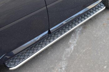 Широкая защита порогов с трубой диаметром 42 мм SLITKOFF v2 Land Rover Freelander  L359 (2006-2010) дорестайлинг