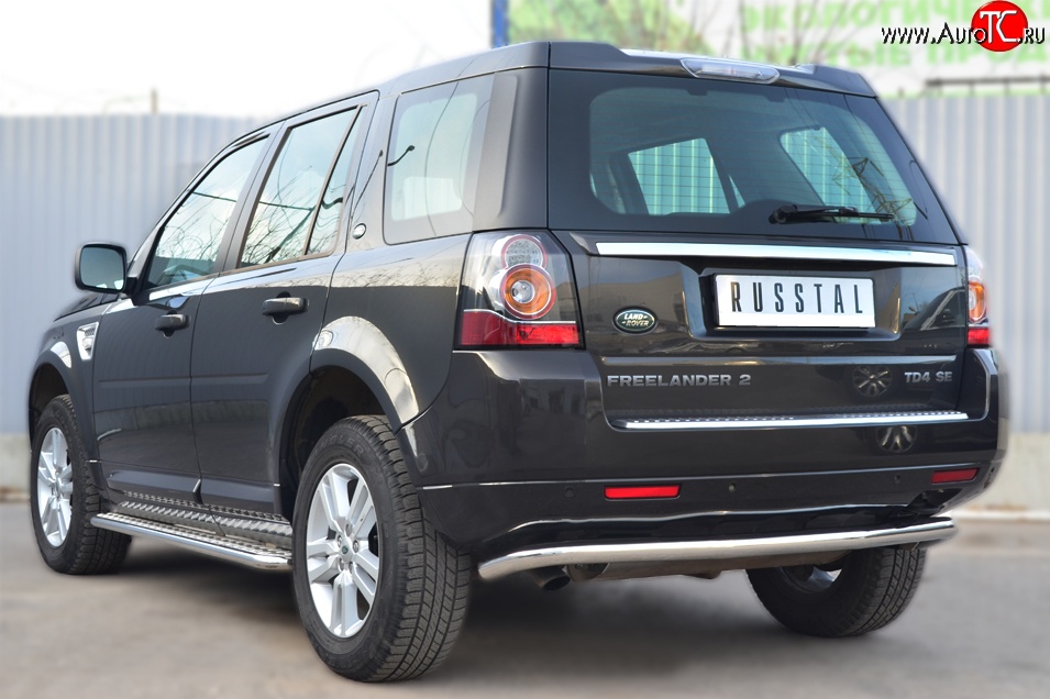 16 749 р. Защита заднего бампера (Ø63 мм волна, нержавейка) SLITKOFF Land Rover Freelander L359 1-ый рестайлинг (2010-2012)  с доставкой в г. Майкоп