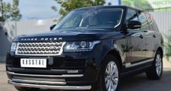 19 399 р. Защита переднего бампера (2 трубыØ63 и 42 мм, нержавейка) SLITKOFF Land Rover Range Rover 4 L405 дорестайлинг (2012-2017)  с доставкой в г. Майкоп. Увеличить фотографию 4