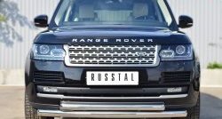 22 099 р. Защита переднего бампера (2 трубыØ76 и 63 мм, нержавейка) SLITKOFF  Land Rover Range Rover  4 L405 (2012-2017) дорестайлинг  с доставкой в г. Майкоп. Увеличить фотографию 4