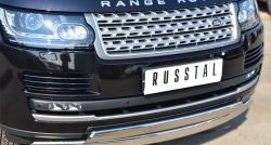 18 549 р. Защита переднего бампера (2 трубыØ75х42 мм, нержавейка) Russtal Land Rover Range Rover 4 L405 дорестайлинг (2012-2017)  с доставкой в г. Майкоп. Увеличить фотографию 2