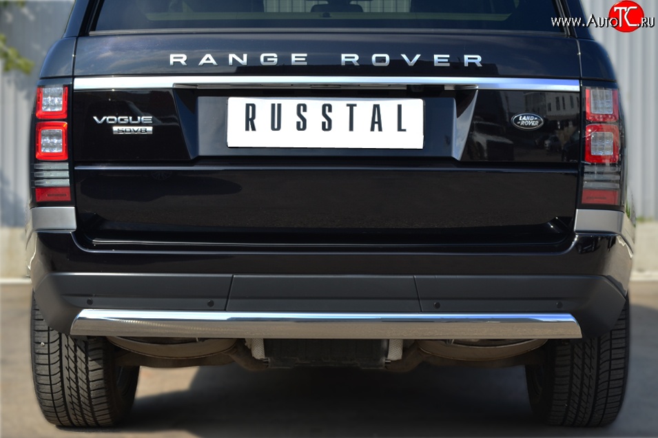 12 999 р. Защита заднего бампера (Ø75x42 мм, нержавейка) Russtal Land Rover Range Rover 4 L405 дорестайлинг (2012-2017)  с доставкой в г. Майкоп