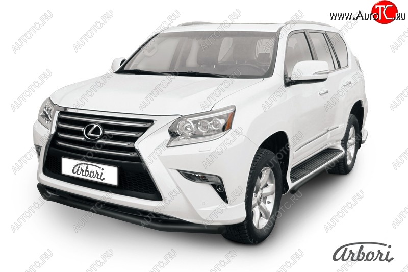 10 169 р. Защита переднего бампера Arbori (черная, 1 труба d57 mm). Lexus GX460 J150 1-ый рестайлинг (2013-2019)  с доставкой в г. Майкоп