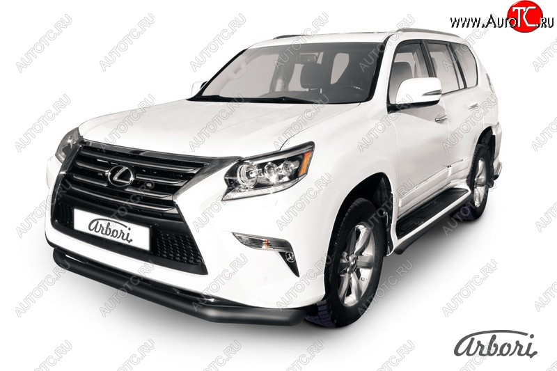 11 339 р. Защита переднего бампера Arbori (черная, 1 труба d76 mm). Lexus GX460 J150 1-ый рестайлинг (2013-2019)  с доставкой в г. Майкоп
