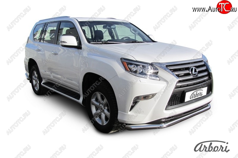 21 239 р. Защита переднего бампера Arbori (нержавейка, 1 труба d76 mm). Lexus GX460 J150 1-ый рестайлинг (2013-2019)  с доставкой в г. Майкоп