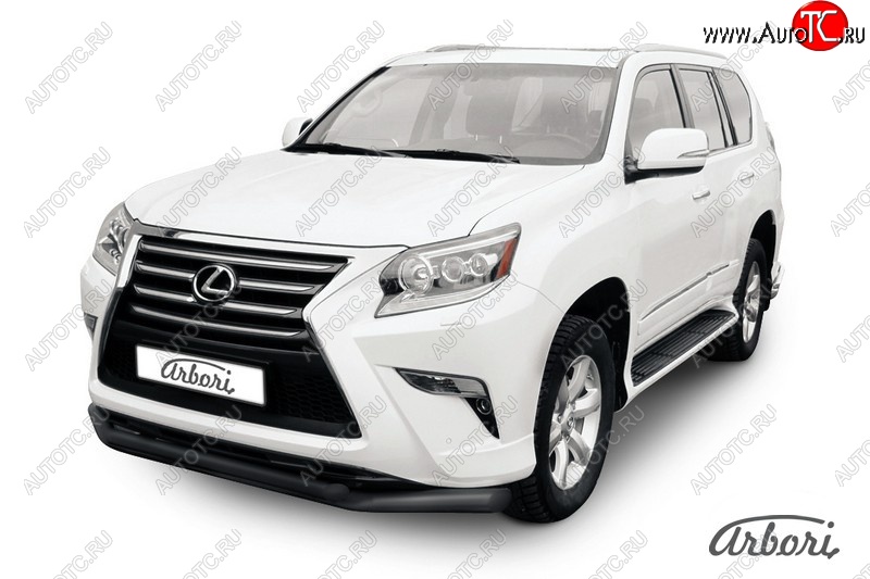 13 499 р. Защита переднего бампера Arbori (черная, 2 трубы d76 и 57 mm) Lexus GX460 J150 1-ый рестайлинг (2013-2019)  с доставкой в г. Майкоп