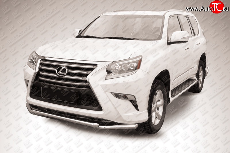 20 499 р. Двойная защита переднего бампера из труб диаметрами по 57 мм Slitkoff  Lexus GX460  J150 (2013-2022) 1-ый рестайлинг, 2-ой рестайлинг (Нержавейка, Полированная)  с доставкой в г. Майкоп