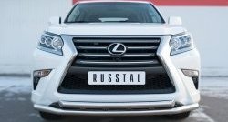 Защита переднего бампера (2 трубыØ63 мм, нержавейка) SLITKOFF Lexus GX460  J150 (2013-2022) 1-ый рестайлинг, 2-ой рестайлинг