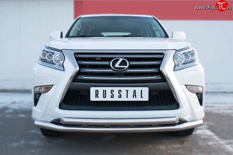 22 549 р. Защита переднего бампера (2 трубыØ63 мм, нержавейка) SLITKOFF Lexus GX460 J150 1-ый рестайлинг (2013-2019)  с доставкой в г. Майкоп