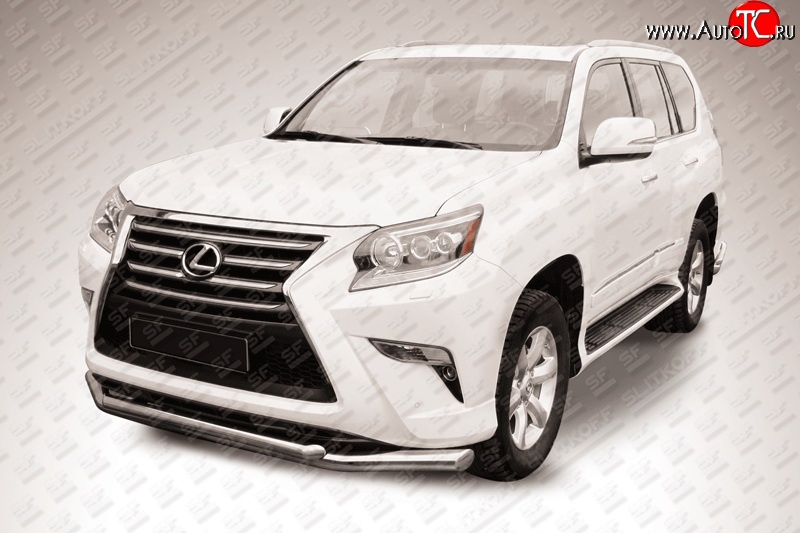 22 999 р. Двойная защита переднего бампера из труб диаметром 76 и 57 мм Slitkoff Lexus GX460 J150 1-ый рестайлинг (2013-2019) (Нержавейка, Полированная)  с доставкой в г. Майкоп