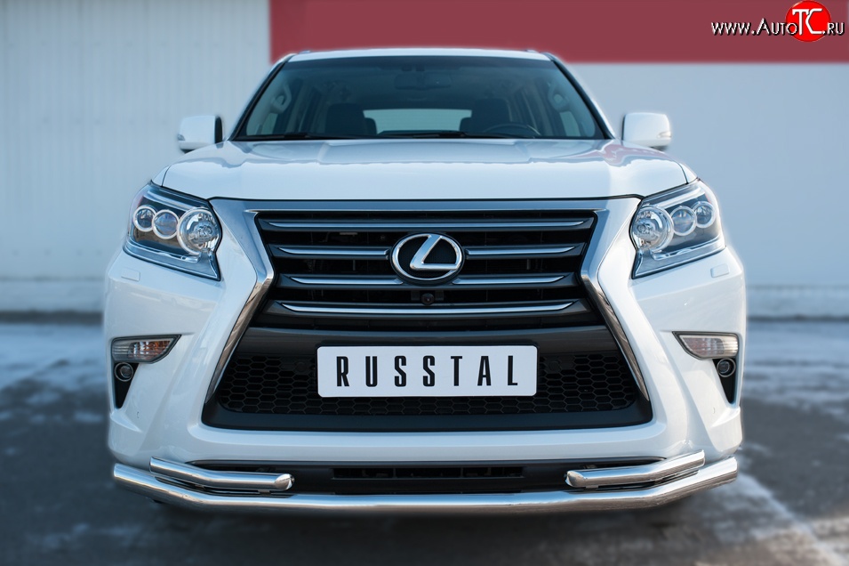 19 349 р. Защита переднего бампера (2 трубыØ63 и 42 мм, нержавейка) SLITKOFF Lexus GX460 J150 1-ый рестайлинг (2013-2019)  с доставкой в г. Майкоп