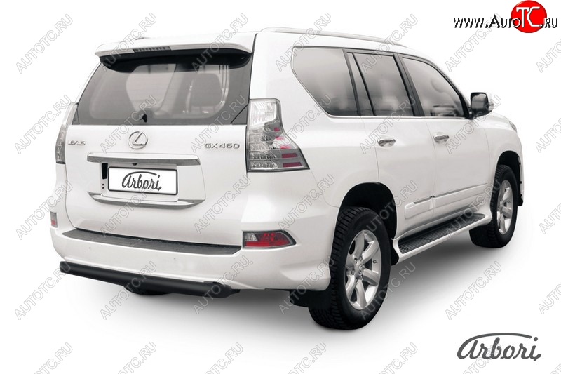12 059 р. Защита заднего бампера Arbori (короткая, черная, 1 труба d76 mm). Lexus GX460 J150 1-ый рестайлинг (2013-2019)  с доставкой в г. Майкоп