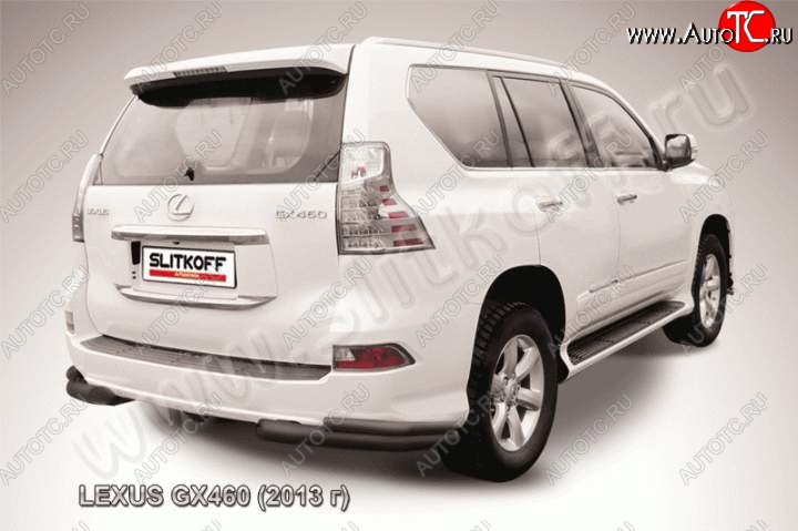 14 999 р. Защита заднего бампера из уголков d76+d42 Slitkoff (двойные)  Lexus GX460  J150 (2013-2022) 1-ый рестайлинг, 2-ой рестайлинг (Цвет: серебристый)  с доставкой в г. Майкоп