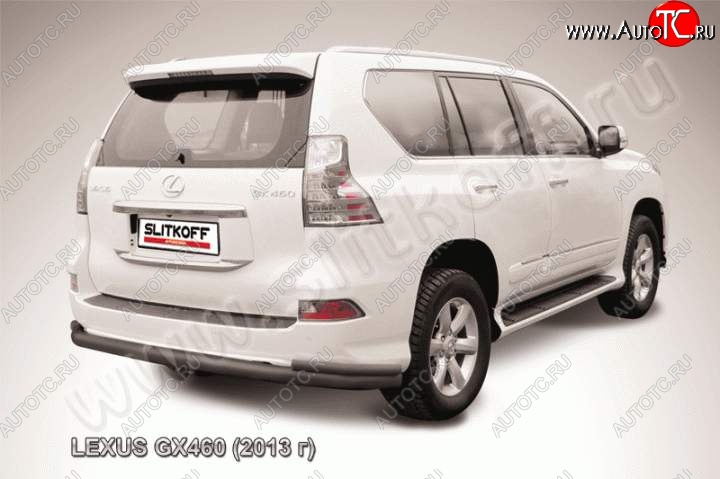 17 999 р. Защита заднего бампера из труб d76+d42 Slitkoff (с уголками)  Lexus GX460  J150 (2013-2022) 1-ый рестайлинг, 2-ой рестайлинг (Цвет: серебристый)  с доставкой в г. Майкоп