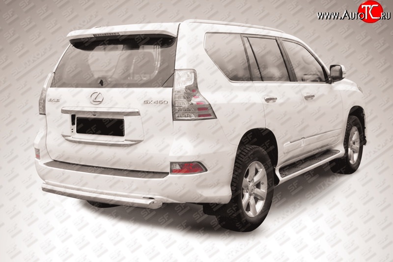 20 899 р. Защита заднего бампера из короткой трубы диаметром 76 мм Slitkoff  Lexus GX460  J150 (2013-2022) 1-ый рестайлинг, 2-ой рестайлинг (Нержавейка, Полированная)  с доставкой в г. Майкоп