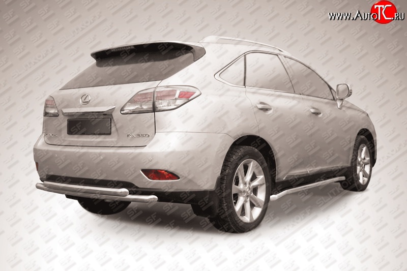 18 849 р. Двойная защита заднего бампера из труб диаметрами по 57 мм Slitkoff  Lexus RX  270 - RX350  AL10 (Нержавейка, Полированная)  с доставкой в г. Майкоп