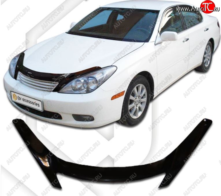 2 199 р. Дефлектор капота CA-Plastiс exclusive Lexus ES300 XV30 дорестайлинг (2001-2003) (Classic черный, Без надписи)  с доставкой в г. Майкоп