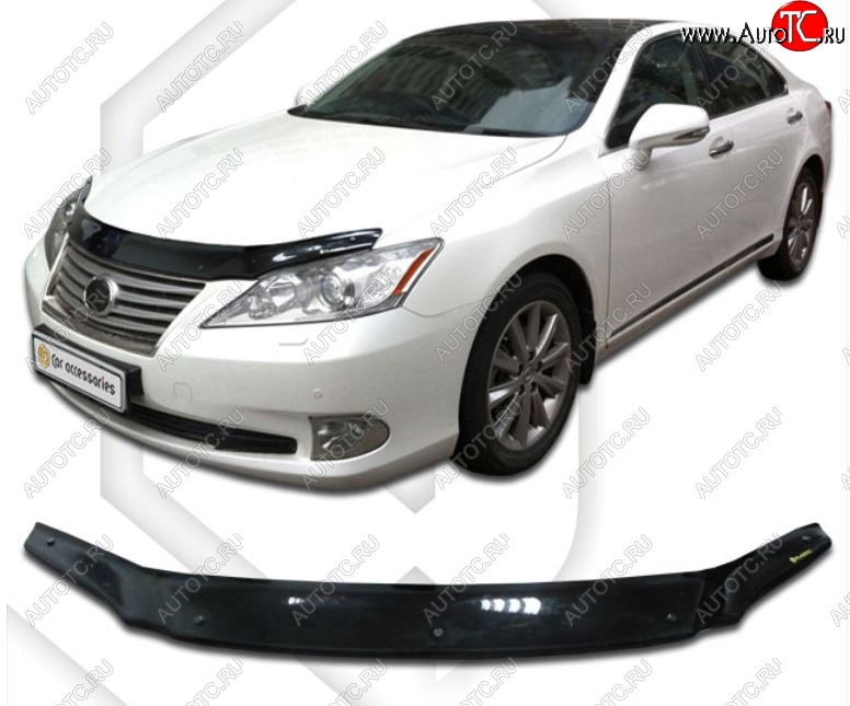 1 999 р. Дефлектор капота CA-Plastiс  Lexus ES350  XV40 (2006-2012) дорестайлинг, рестайлинг (Classic черный, Без надписи)  с доставкой в г. Майкоп