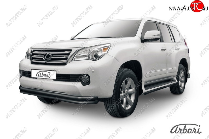 13 499 р. Защита переднего бампера Arbori (черная, 2 трубы d57, 57 и 42 mm)3 Lexus GX460 J150 дорестайлинг (2009-2013)  с доставкой в г. Майкоп