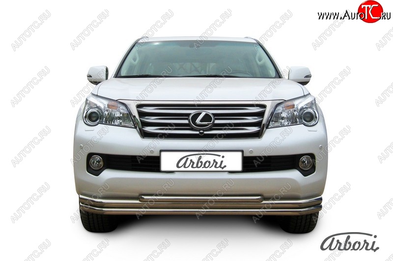 19 349 р. Защита переднего бампера Arbori (нержавейка, 3 трубы d57, 57 и 42 mm) Lexus GX460 J150 дорестайлинг (2009-2013)  с доставкой в г. Майкоп