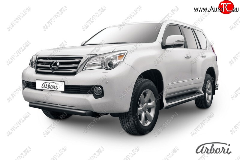 8 459 р. Защита переднего бампера Arbori (черная, 1 труба d76 mm). Lexus GX460 J150 дорестайлинг (2009-2013)  с доставкой в г. Майкоп