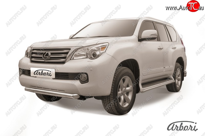 12 329 р. Защита переднего бампера Arbori (черная, 1 труба d76 mm). Lexus GX460 J150 дорестайлинг (2009-2013)  с доставкой в г. Майкоп