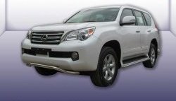 Фигурная защита переднего бампера диаметром 57 мм Slitkoff Lexus GX460  J150 (2009-2013) дорестайлинг