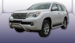 Усиленная низкая защита переднего бампера из трубы диаметром 76 мм Slitkoff Lexus GX460  J150 (2009-2013) дорестайлинг