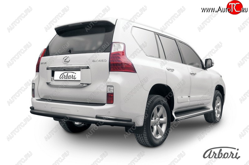 13 499 р. Защита заднего бампера Arbori (черная, 2 трубы d76 и 42 mm). Lexus GX460 J150 дорестайлинг (2009-2013)  с доставкой в г. Майкоп