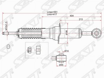 Амортизатор передний SAT (установка на левую или правую сторону) Lexus GX470  J120 (2002-2007), Toyota Hilux Surf  N210 (2002-2005), Toyota Land Cruiser Prado  J120 (2002-2009)