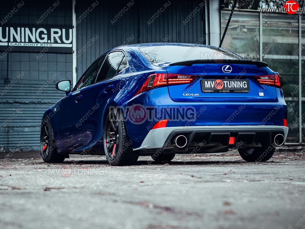 16 499 р. Диффузор заднего бампера MV tuning (со стоп сигналом и килями)  Lexus IS250  XE30 седан (2013-2016) дорестайлинг (Неокрашенный)  с доставкой в г. Майкоп