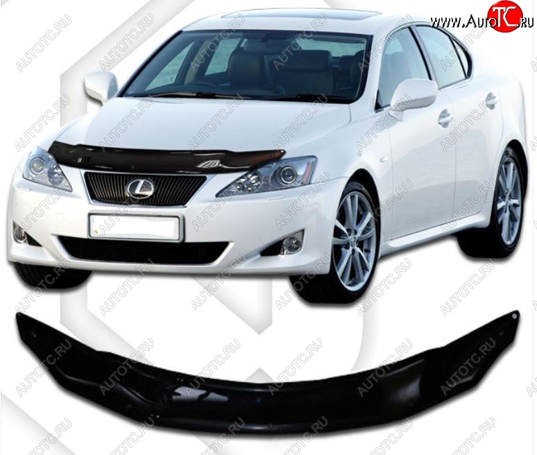 2 079 р. Дефлектор капота CA-Plastic Lexus IS250 XE20 седан дорестайлинг (2005-2013) (Classic черный, Без надписи)  с доставкой в г. Майкоп