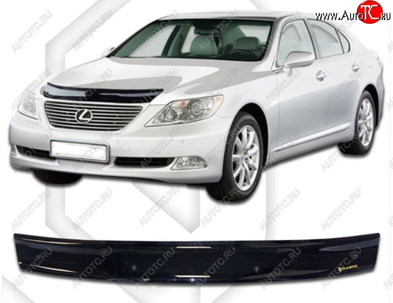 1 839 р. Дефлектор капота CA-Plastic Lexus LS460 XF40 дорестайлинг (2006-2009) (Classic черный, Без надписи)  с доставкой в г. Майкоп