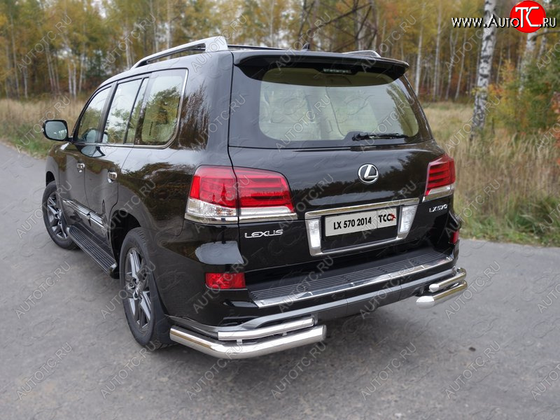 29 449 р. Защита заднего бампера (уголки двойные) Sport ТСС 76,1/42,4 мм  Lexus LX570  J200 (2012-2015) 1-ый рестайлинг  с доставкой в г. Майкоп