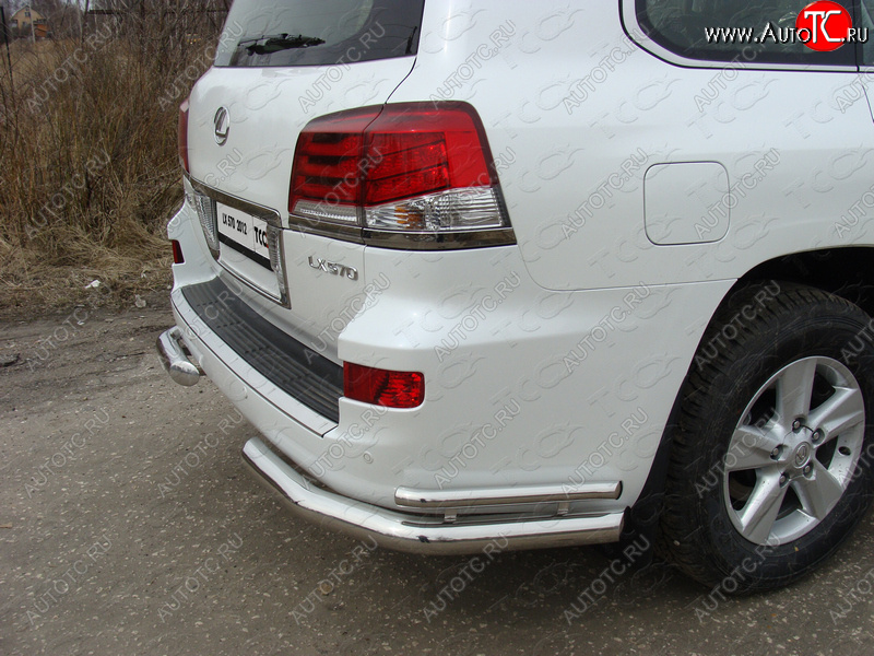 29 449 р. Защита заднего бампера (уголки двойные) (кроме F-Sport) ТСС 76,1/42,4 мм Lexus LX570 J200 1-ый рестайлинг (2012-2015)  с доставкой в г. Майкоп