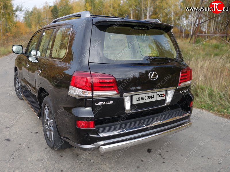 23 899 р. Защита заднего бампера (овальная) ТСС 75х42 мм Lexus LX570 J200 1-ый рестайлинг (2012-2015)  с доставкой в г. Майкоп