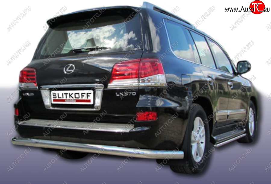 21 649 р. Защита заднего бампера Slitkoff (Ø 76 мм)  Lexus LX570  J200 (2012-2015) 1-ый рестайлинг (Нержавеющая сталь)  с доставкой в г. Майкоп