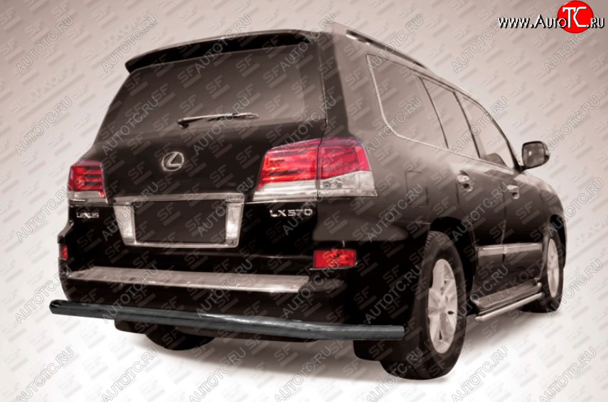 15 699 р. Защита заднего бампера Slitkoff (Ø 76, радиусная) Lexus LX570 J200 1-ый рестайлинг (2012-2015) (Сталь с полимерным покрытием. Цвет: черный)  с доставкой в г. Майкоп