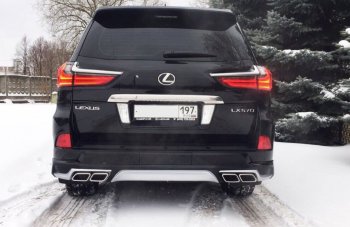 22 699 р. Накладка заднего бампера Автократ (без глушителя)  Lexus LX450d  J200 - LX570  J200 (Неокрашенная)  с доставкой в г. Майкоп. Увеличить фотографию 3