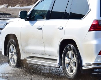 Защита порогов из трубы Ø51 Petroil Tuning Lexus LX450d J200 2-ой рестайлинг (2015-2022) (Нержавеющая полированная сталь)